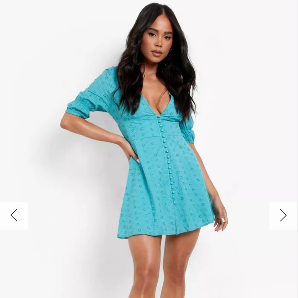 Boohoo Broderick Puff Sleeve Mini Dress